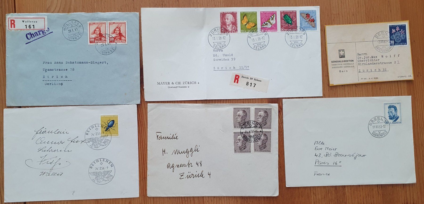 Tutti i francobolli: Pro Juventute: 40 verschiedene Briefe (2)  Siehe Scan – Usato da Dällikon venduto da Minita 2