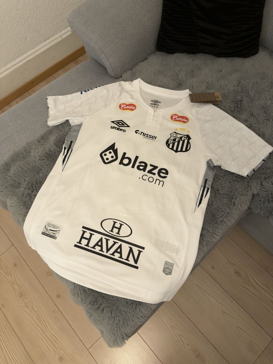 Maillot De Foot Santos Noir Floqué Neymar - Taille M - Occasion (état Visible Sur Photos)