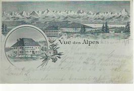 carte postale Vue des Alpes  oblitération Les Loges