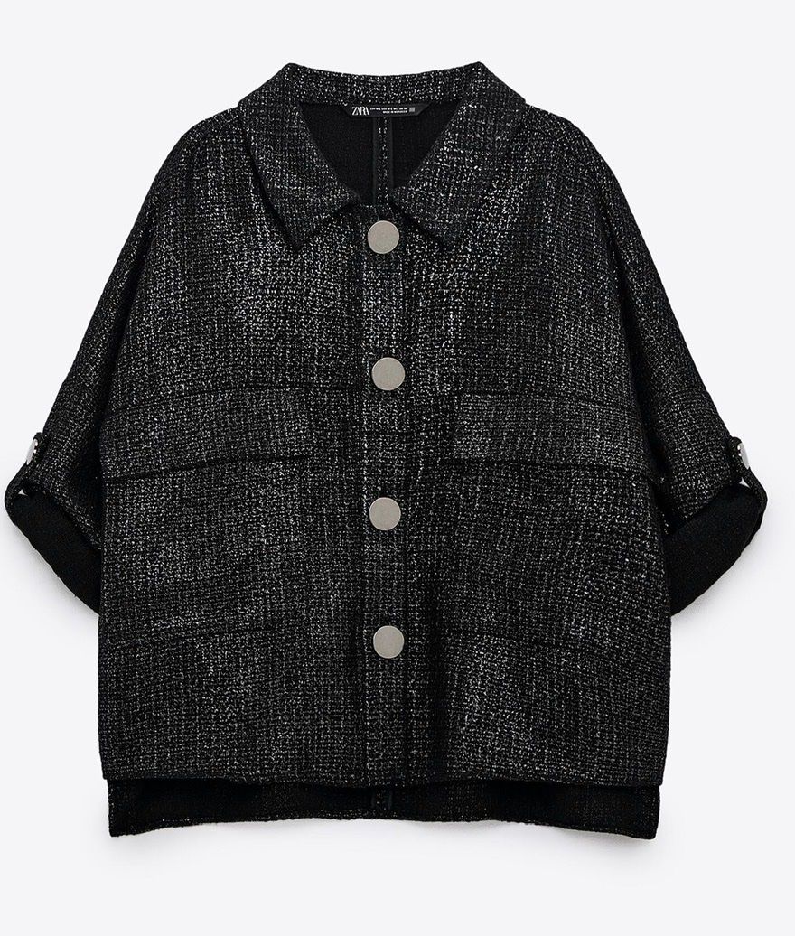 Zara Giacche: Zara Black Shimmer Overshirt / Lightweight Jacket – Usato da Zürich venduto da di_archive 1