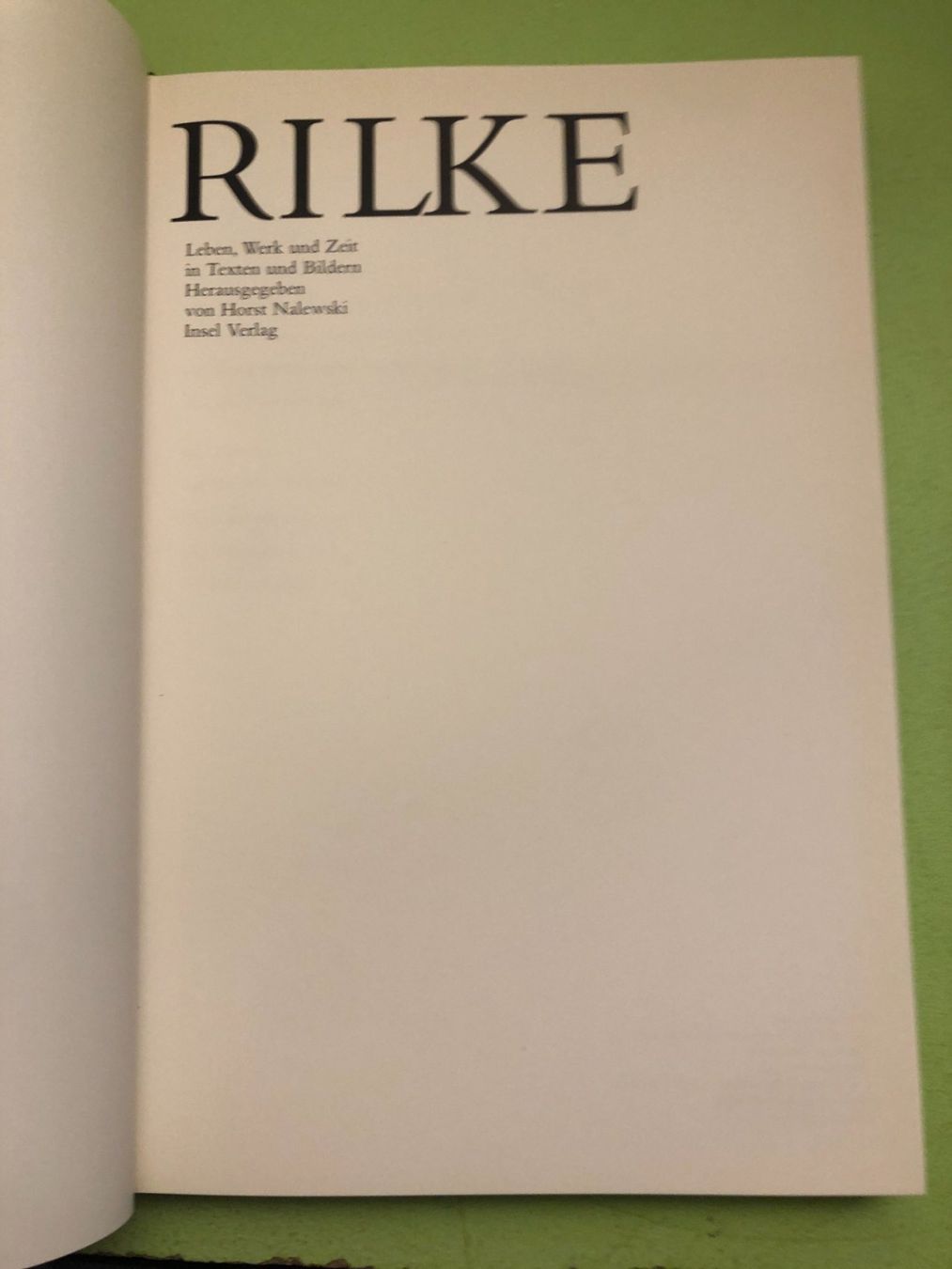 Libri: Horst Nalewski: Rilke – Usato da Zürich venduto da allp 2