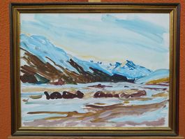 Berglandschaft Aquarell signiert, datiert