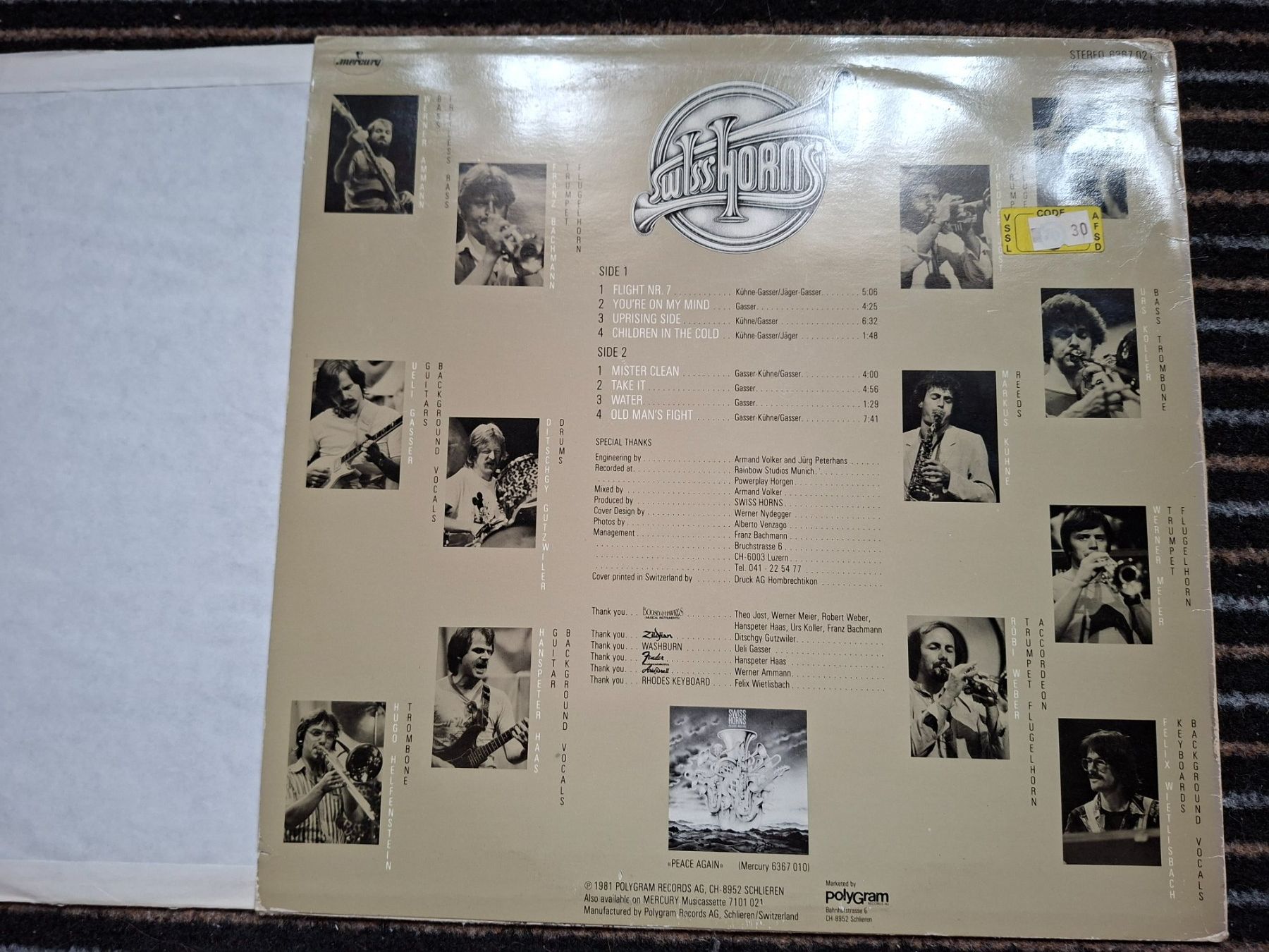 Dischi in vinile: Swiss Horns - Second Sight - LP - 1981 - Mercury Records CH – Usato da Burg AG venduto da ..machine_rec.. 2