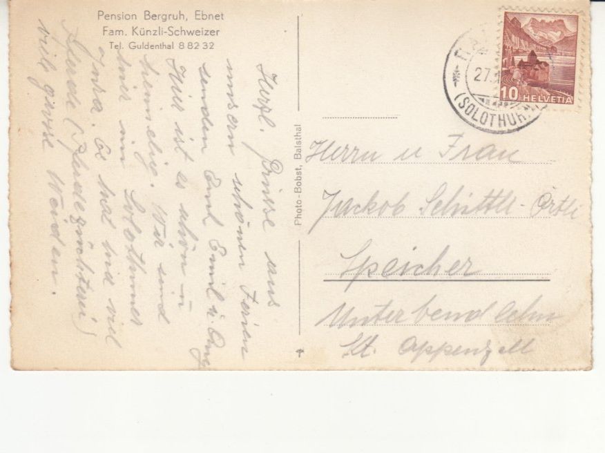 Cartoline postali: Ebnet Bergruh 1942 – Usato da Bürglen TG venduto da StampGraf 1