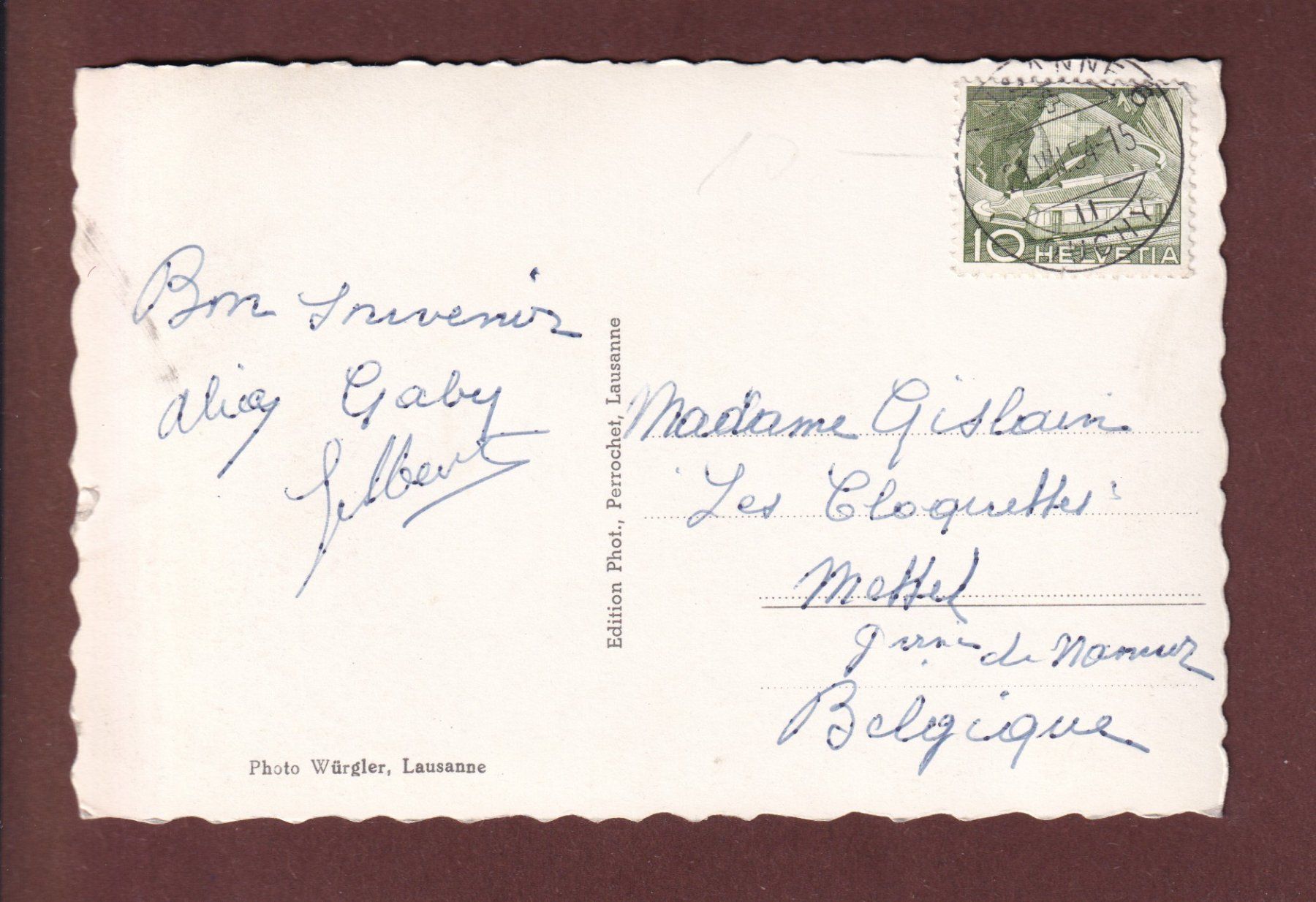 Ansichtskarten: LAUSANNE - Ouchy vu d'avion - 1954 – Gebraucht aus Pully von nicecards 1