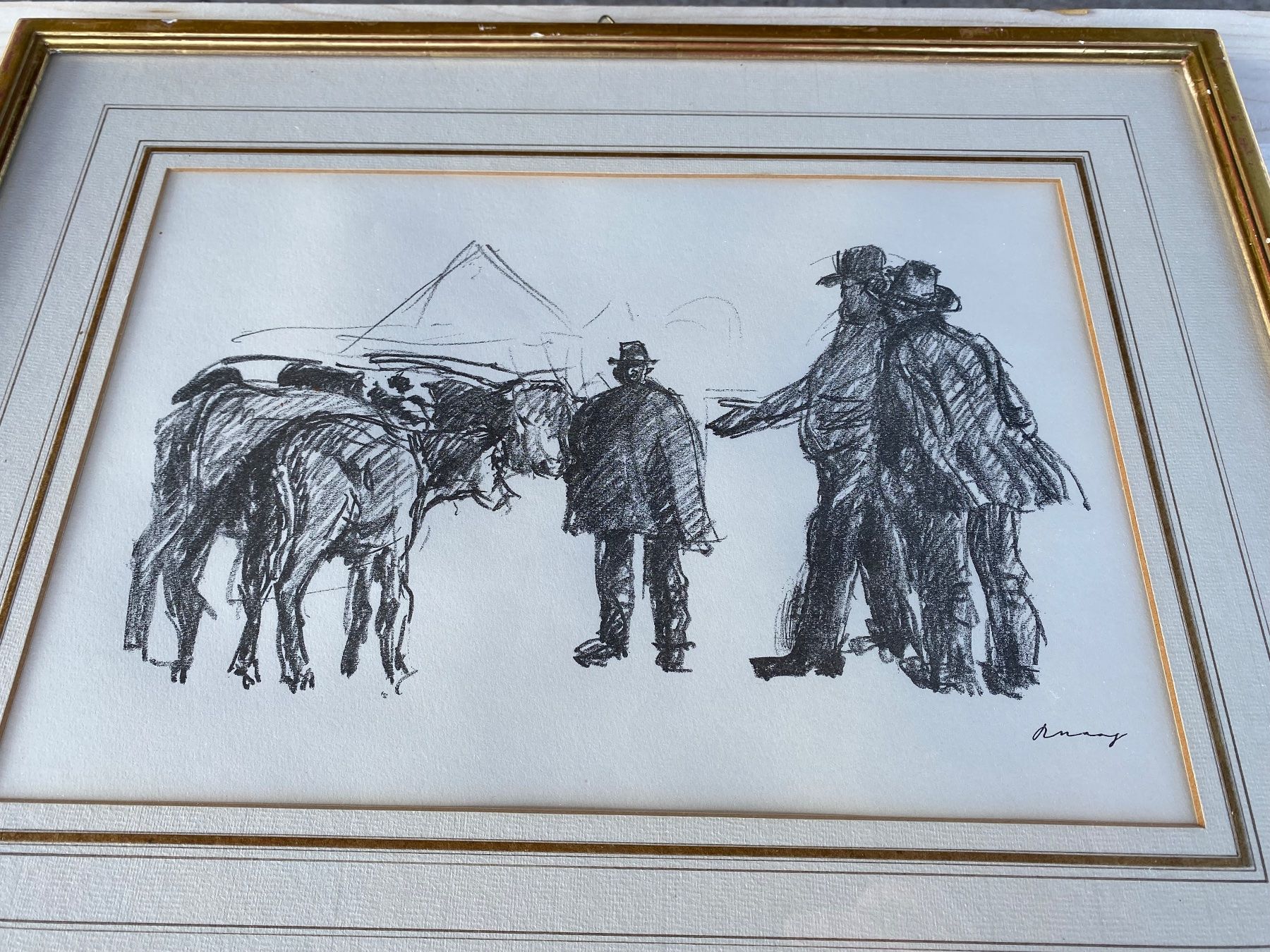 Glocken & Treicheln: schöne alte Lithographie von Viehmarkt – Gebraucht aus Feldbach von Olive1 2