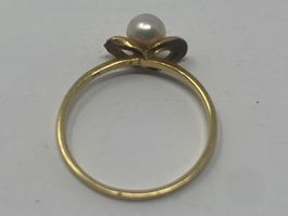 Filigraner Gelbgold Ring aus 750 er Gold mit Perle