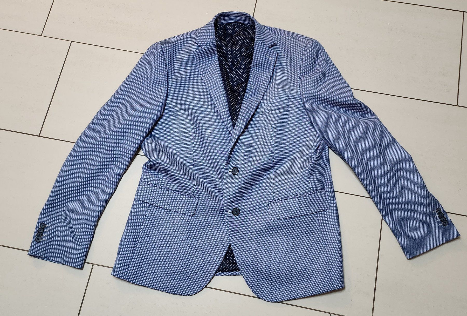 Giacche: Herrenblazer, hellblaues Muster, Grösse 50,Mac Earl – Usato da Brunegg venduto da Verkaufswelt