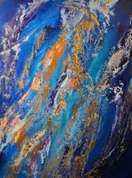 Originale Abstrakt in Blau,  Leinwand 60x80 cm, Unikat!