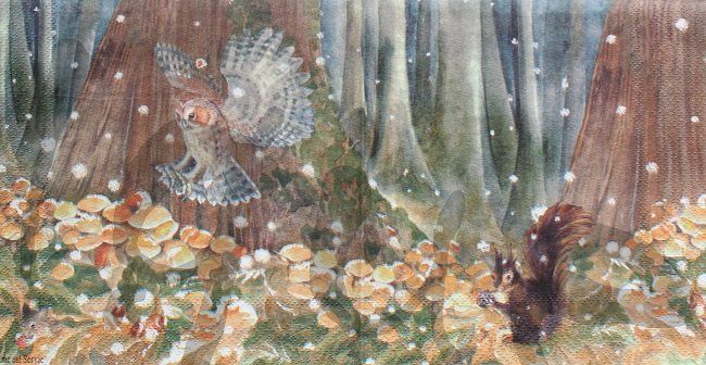 Servietten: Serviette eule und eichhörnchen (rar) – Neu (gemäss Beschreibung) aus Schlatt TG von kreativ-atelier
