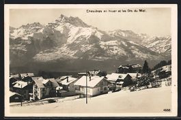 Chesières, Teilansicht im Winter, Dents