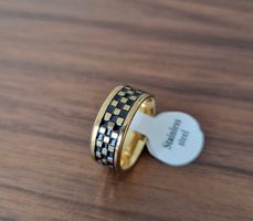 Herrenring Gr. 17 Gold Schwarz, Stainless Steel, Neu