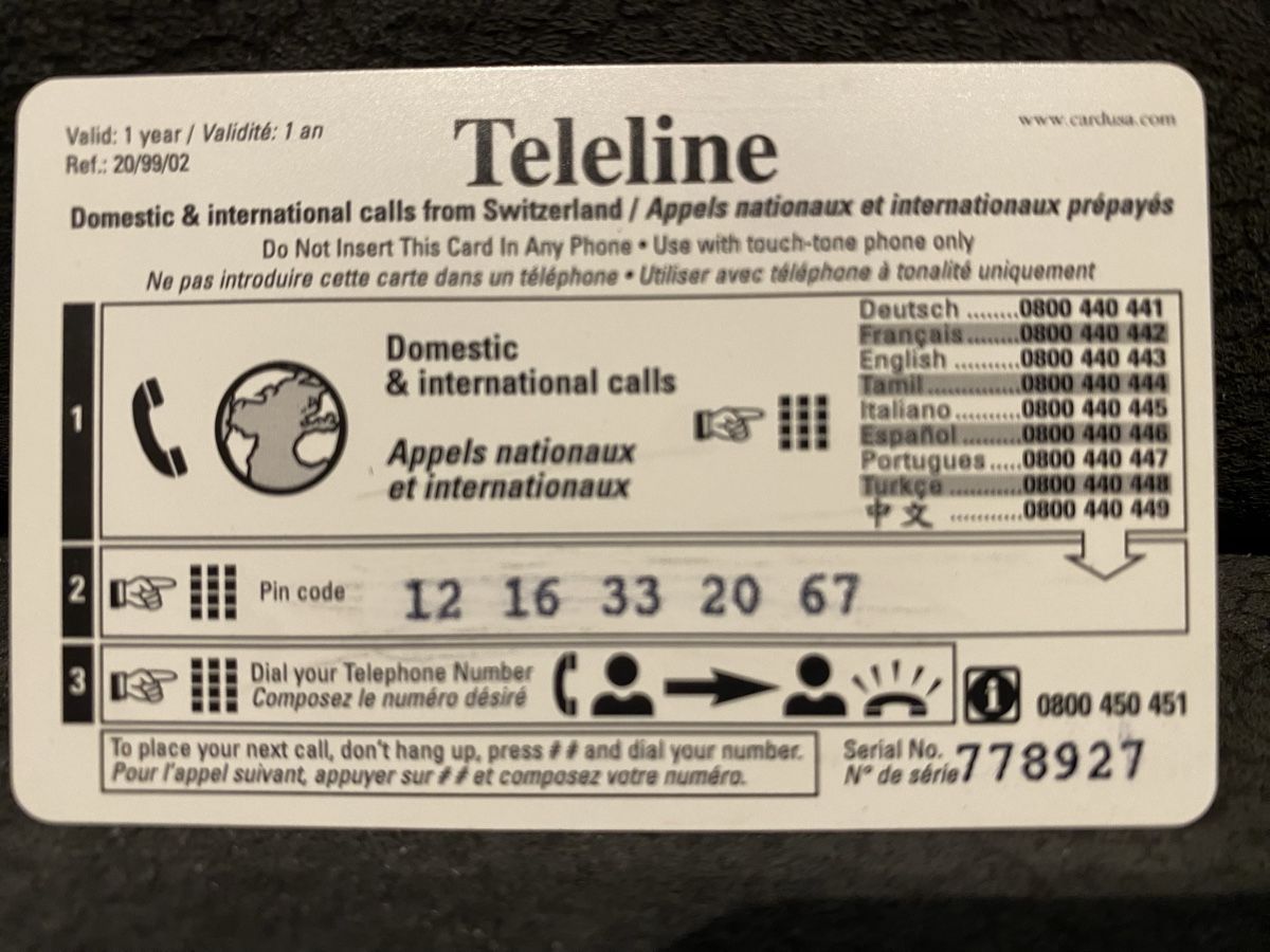 Telefon- & Taxkarten: Teleline – Gebraucht aus Lausanne von babacard10 1