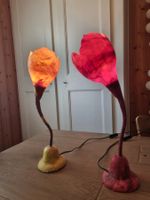 Lampe tulipe design fait main rouge jaune 2 pcs set