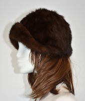 Damen echte Nerz Mütze Pelzmütze Kappe/dunkel braun/Gr.52 cm