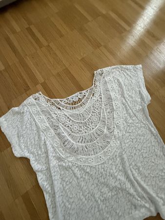 Schickes Weiss gehäkeltes Sommer Oberteil Gr M/L, 50cm breit