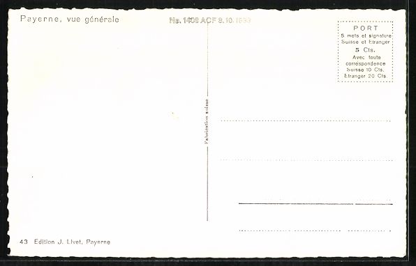 Cartoline postali: AK Payerne, Vue generale – Usato da Berlin venduto da bartko-reher 1