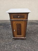 Antiker Nachttisch mit Marmorplatte, Holz, Vintage.