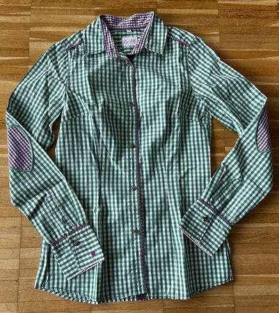 Trachtenbluse grün/violett Gr. 34