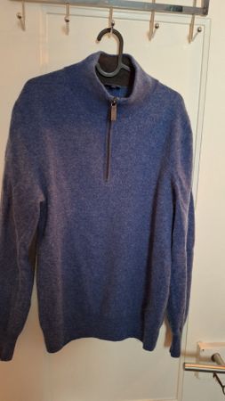 Cashmere/Merino Wolle Herren Pullover blau