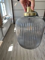 Hängeleuchte Glas grau Messing Neuwertig