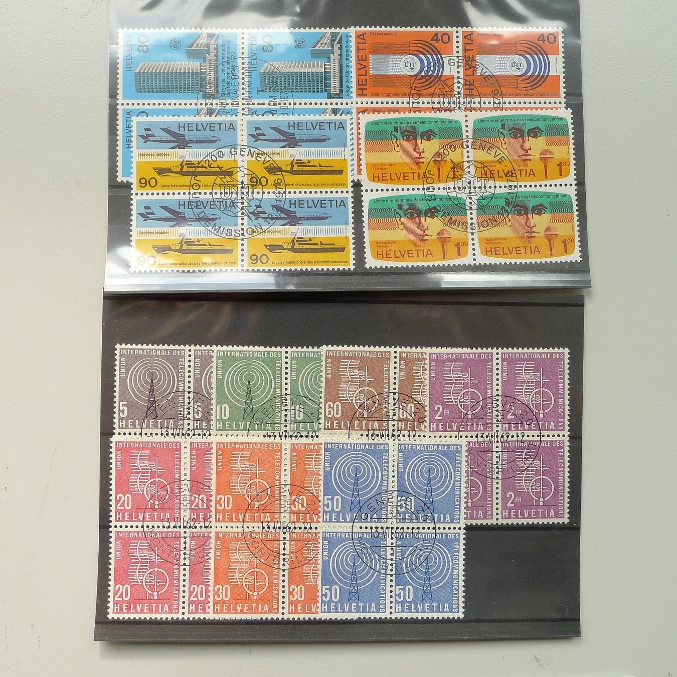 Alle Briefmarken: 1955-1976, gute Viererblock-Sammlung Ämter, Kat: 332.- – Gebraucht aus Sursee von Luzernerraute 1