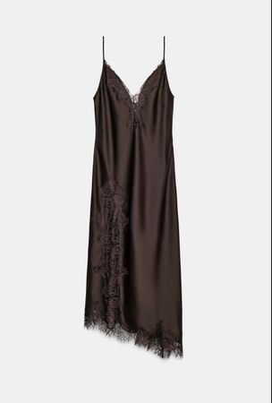Braunes Satin-Spitzenkleid, Größe M, neu