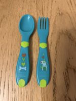 Chicco utensils blue fork spoon set new