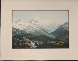 Montblanc  altkolorierte Aquatinta von Frey
