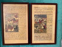 2 x Islamische Kunstmalerei PERSISCHES ANTIKES MANUSKRIPT
