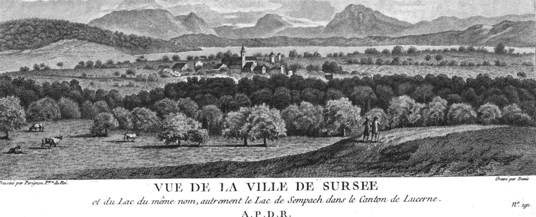 Incisioni: Sursee Originalkupferstich 1780 – Usato da Rafz venduto da Helvet32 1