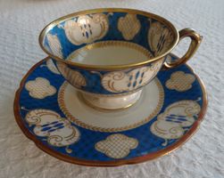 Blau-goldenes Mokka-Tässchen mit Unterteller