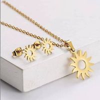 0024a-Romantisches vergoldet-Schmuckset-Anhänger + Ohrringe