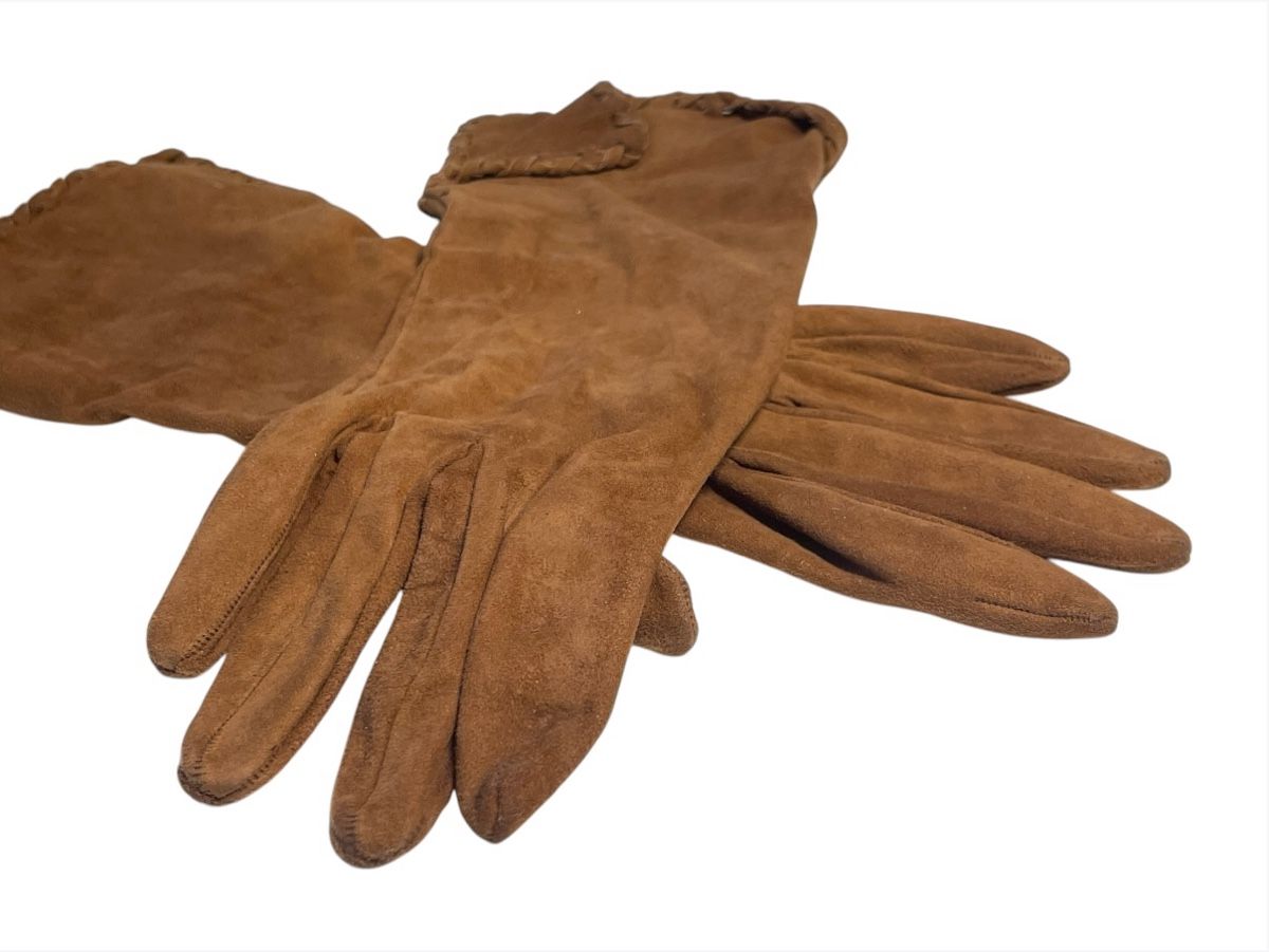 Guanti & manicotti: Vecchi Damen Handschuhe mit Innenfutter aus Seide, braun – Usato da Luzern venduto da woti-shop 4