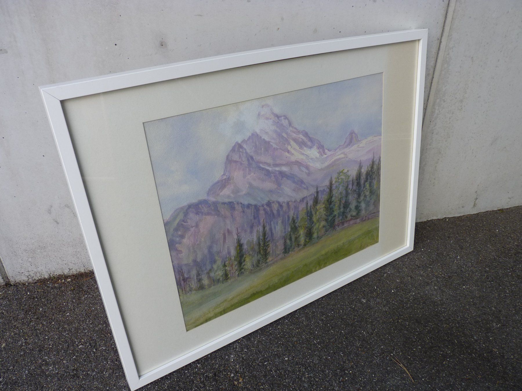Dipinti: Aquarell Gemälde Berglandschaft 1973 gerahmt – Usato da Küsnacht ZH venduto da zoliboli01 4