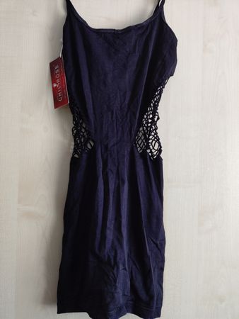 schönes schwarzes Minikleid mit Lochmuster Neu Gr.S/M