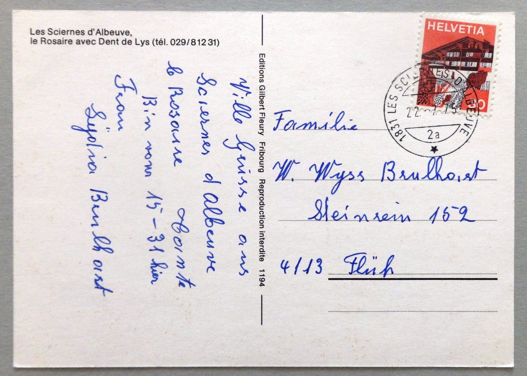 Cartoline postali: Les Sciernes d'Albeuve, Le Rosaire – Usato da Fétigny venduto da Billy2miny 1