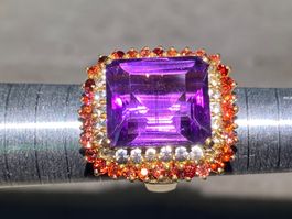 Amethyst + Saphir Ring 💎✨ Silber 925 vergoldet RB309