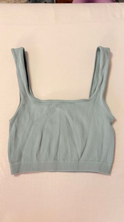 Zara Ribbed Crop Top Hellblau – Damen Gr. S