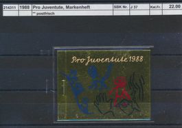 1988 Pro Juventute, Markenheftchen, ** postfrisch