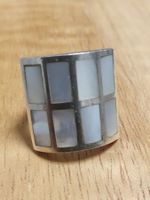 Opulenter Designer Perlmutt-Ring in 925er Silber gefertigt