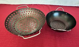 2 Stück gelochte Grillpfanne - ideal für Gemüse