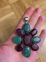 Grosser Anhänger mit Smaragd und Rubin