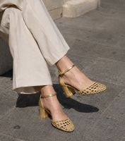Sandales dorées en cuir La Redoute - taille 41