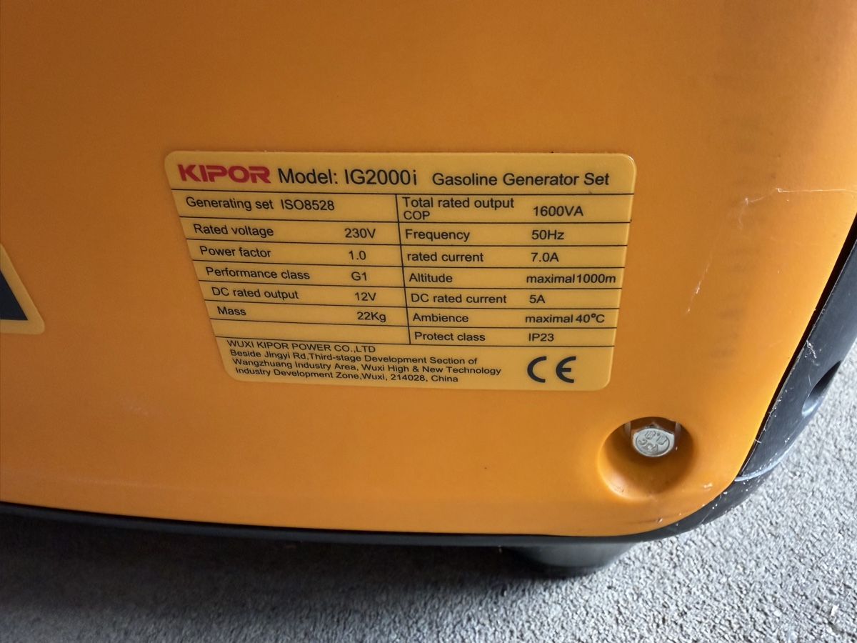 Kipor Générateurs de courant: KIPOR IG2000i Sinemaster Digital Generator 1600W – D'occasion à Fehraltorf par flo0606 4