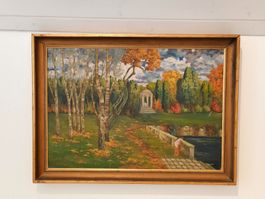 Großes signiertes Landschaftsgemälde „O. Scheuing“ 96 x 78cm