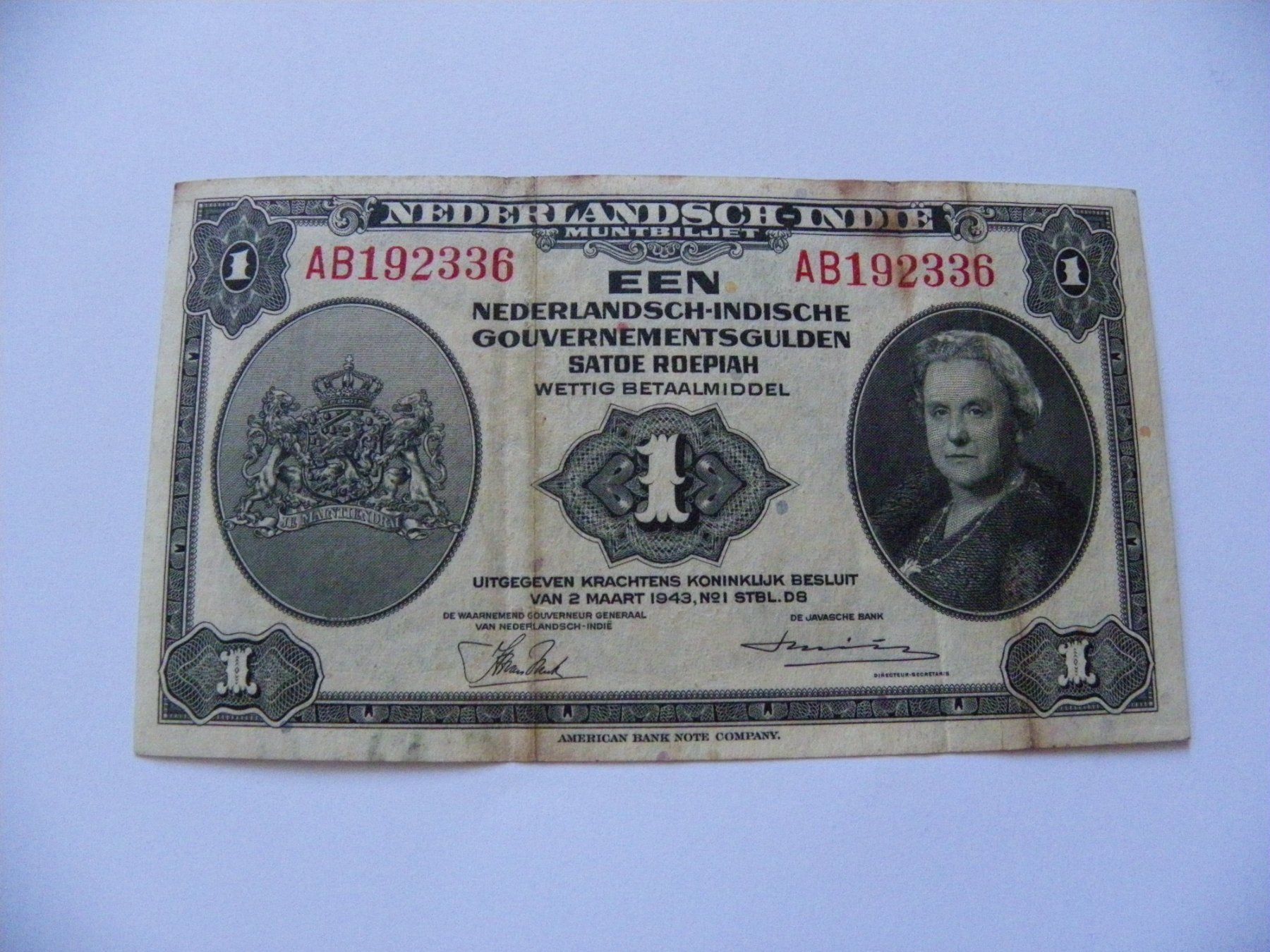 Banconote: Netherlands Indies 1 Gulden 1943 – Usato da Untersiggenthal venduto da Gas61