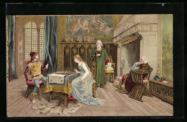 Cartoline postali: Schach, Edelmann spielt mit Prinzessin S – Usato da Berlin venduto da bartko-reher
