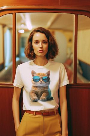 Damen S Baumwolle Katze Druck T-shirt NEU