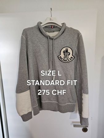 Moncler Grey Hoodie - Size L Standard Fit